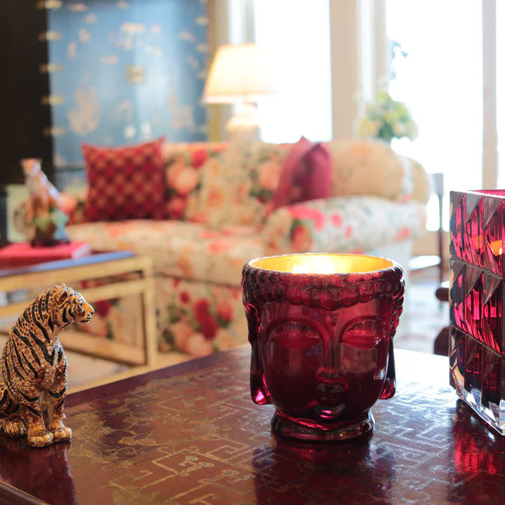 Elizabeth II | 24K Gold Ruby Red Glass Buddha Candle